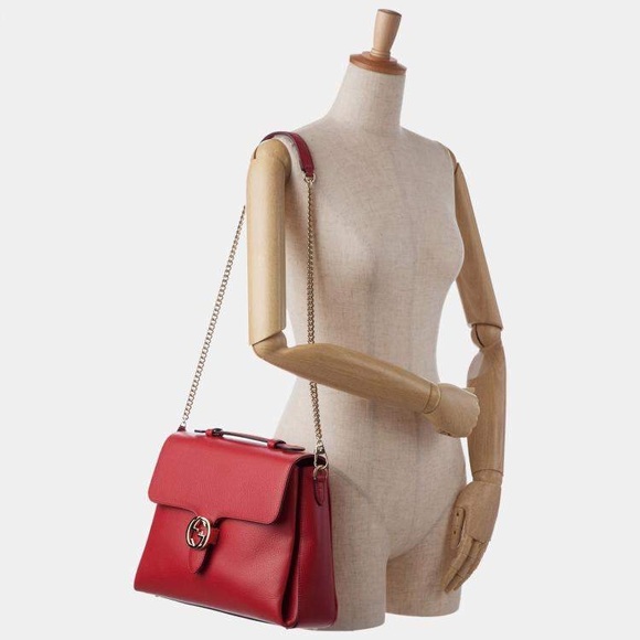 GUCCI Red Leather Shoulder Bag - Picture 2 of 8